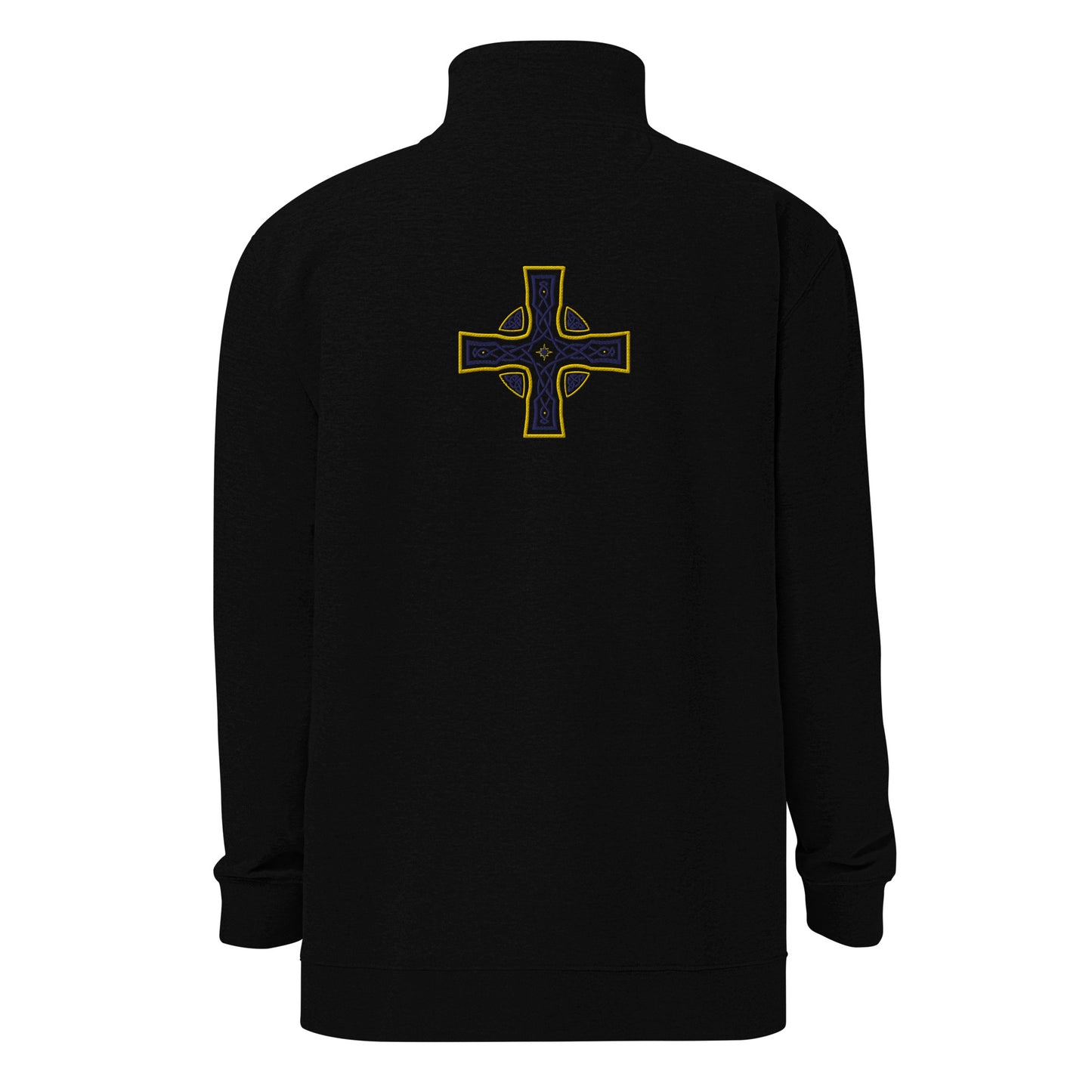 Cross of the Morning's Glory - Blue on Gold Embroidered - fleece pullover