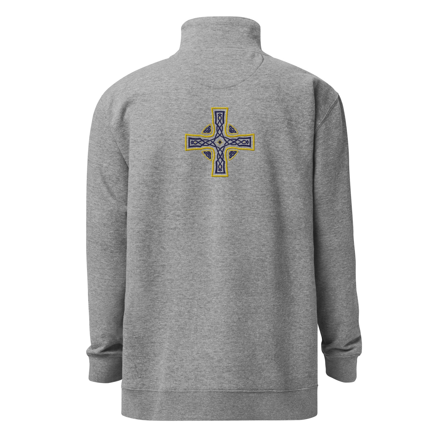Cross of the Morning's Glory - Blue on Gold Embroidered - fleece pullover
