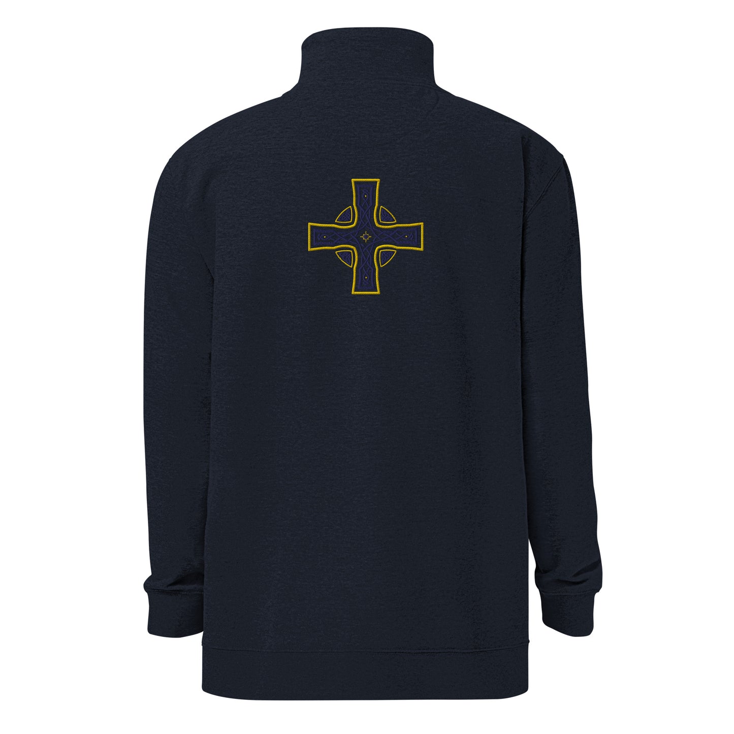 Cross of the Morning's Glory - Blue on Gold Embroidered - fleece pullover