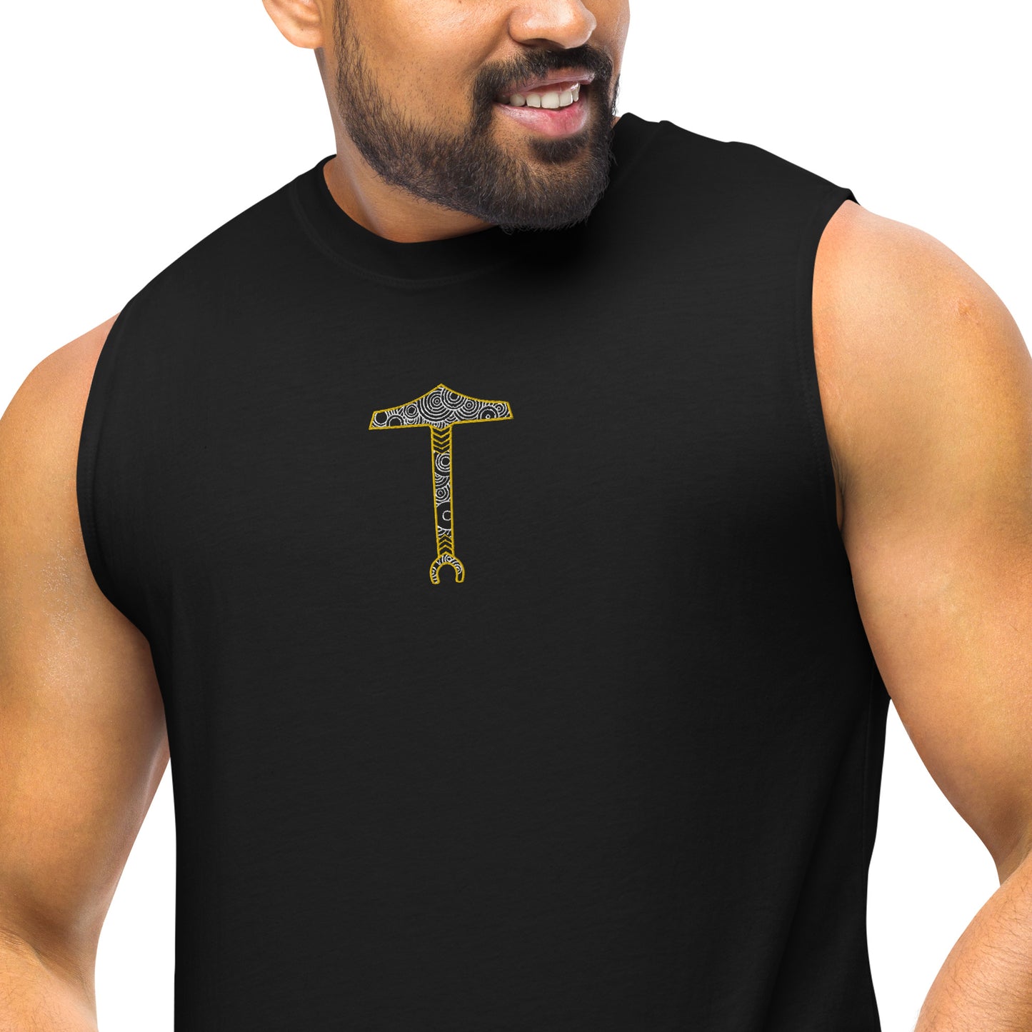Embroidered White and Gold Hammer of the Auld Ways Tank