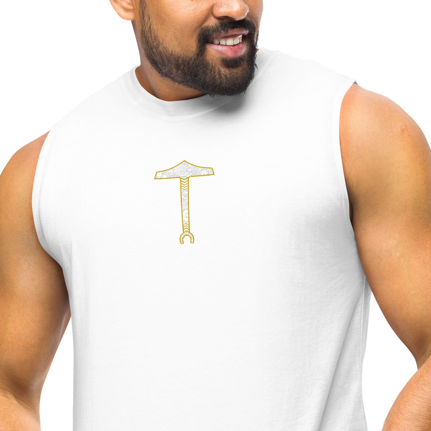 Embroidered White and Gold Hammer of the Auld Ways Tank